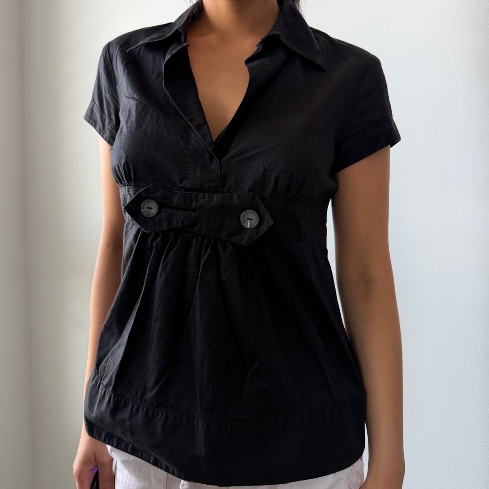 Mexx Black Short Sleeve Empire Waist Blouse